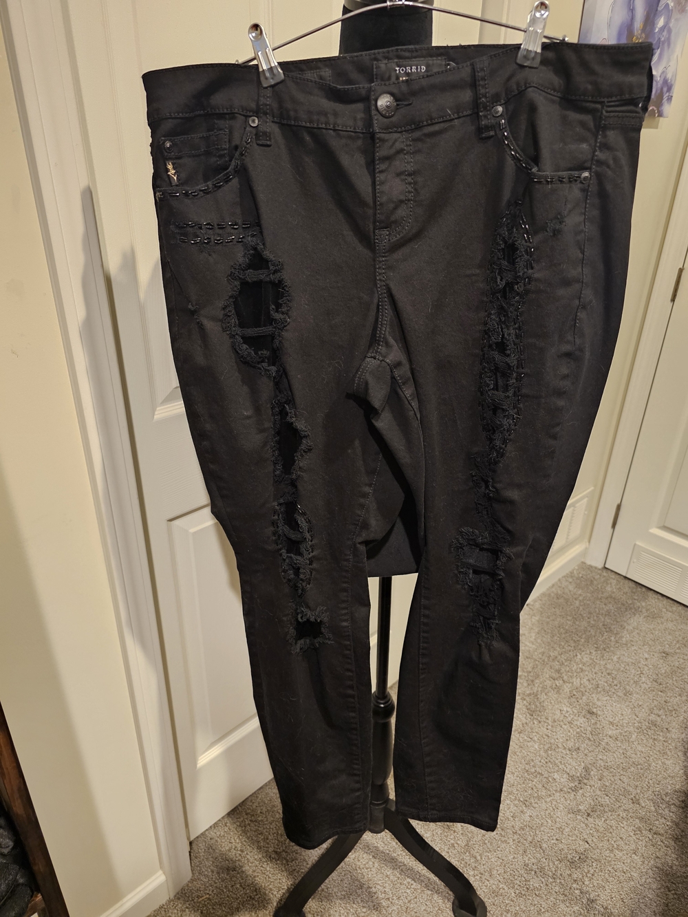 Torrid Black Distressed Skinny Jeans — Women's Black Jeans